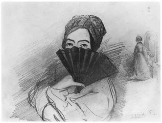 Retrato de George Sand (1804-76) detrás de su Abanico
